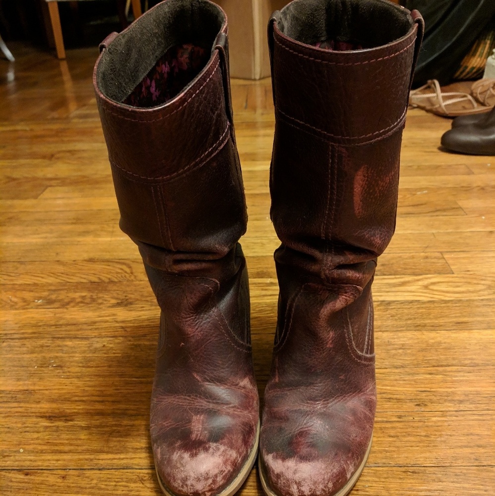 Timberland Purple Heeled Boots + FREE Leather Wax